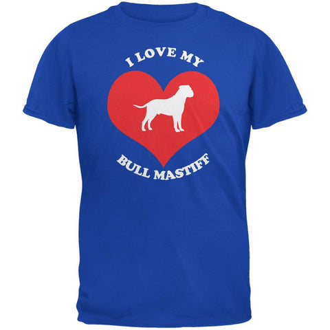 Valentines I Love My Bull Mastiff Royal Adult T-Shirt