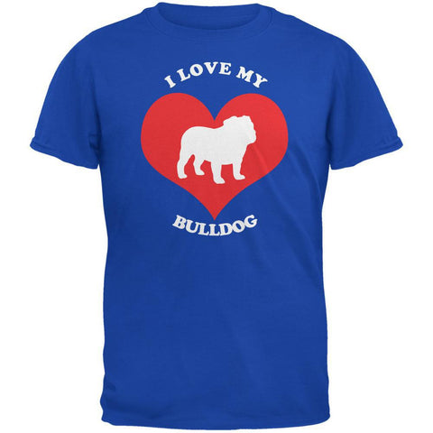 Valentines I Love My Bulldog Royal Adult T-Shirt