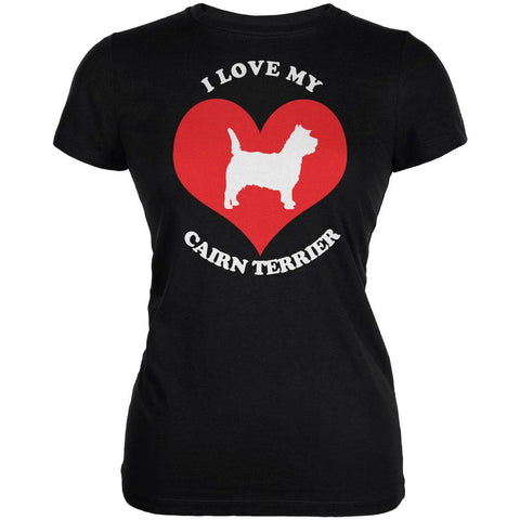 Valentines I Love My Cairn Terrier Black Juniors Soft T-Shirt