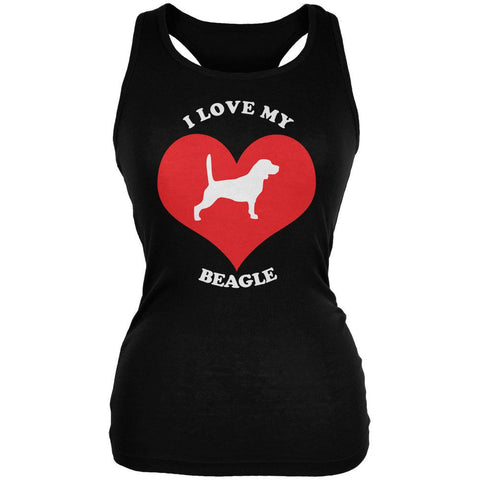 Valentines I Love My Beagle Black Juniors Soft Tank Top
