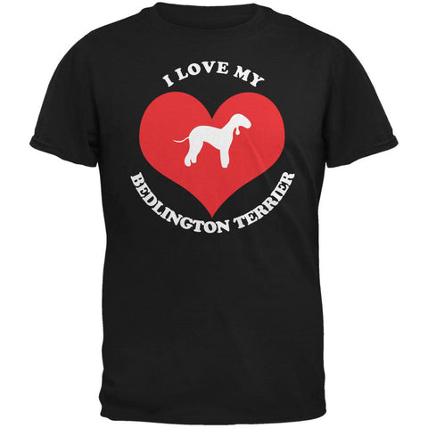 Valentines I Love My Bedlington Terrier Black Adult T-Shirt
