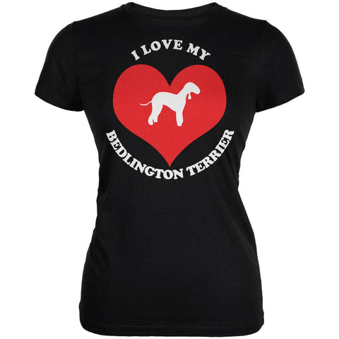 Valentines I Love My Bedlington Terrier Black Juniors Soft T-Shirt