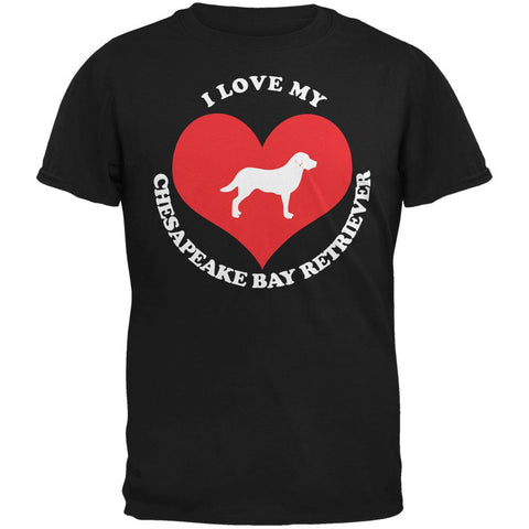 Valentines I Love My Chesapeake Bay Retriever Black Adult T-Shirt