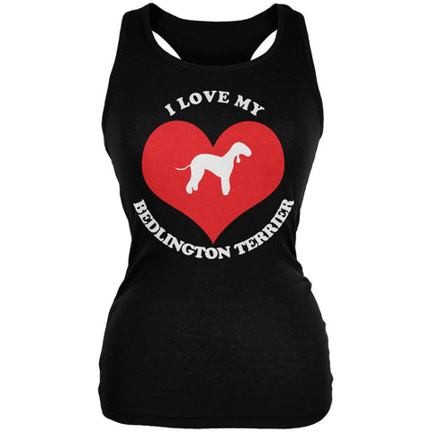 Valentines I Love My Bedlington Terrier Black Juniors Soft Tank Top