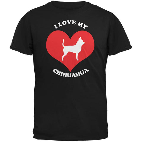 Valentines I Love My Chihuahua Black Adult T-Shirt