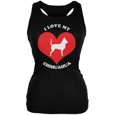 Valentines I Love My Chihuahua Black Juniors Soft Tank Top