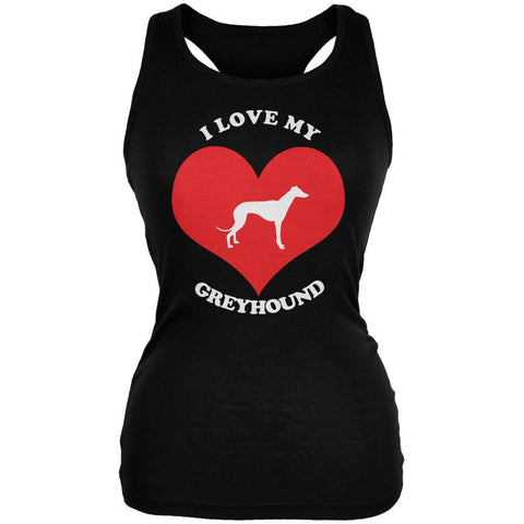 Valentines I Love My Greyhound Black Juniors Soft Tank Top