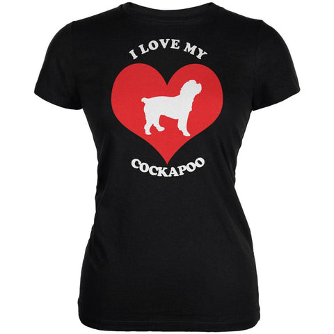 Valentines I Love My Cockapoo Black Juniors Soft T-Shirt