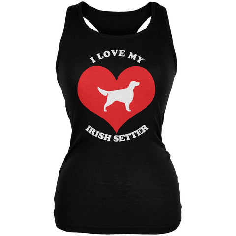 Valentines I Love My Irish Setter Black Juniors Soft Tank Top