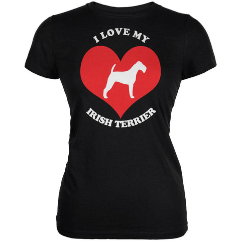 Valentines I Love My Irish Terrier Black Juniors Soft T-Shirt