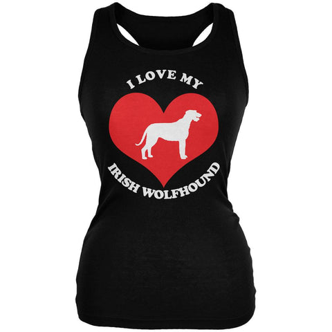 Valentines I Love My Irish Wolfhound Black Juniors Soft Tank Top