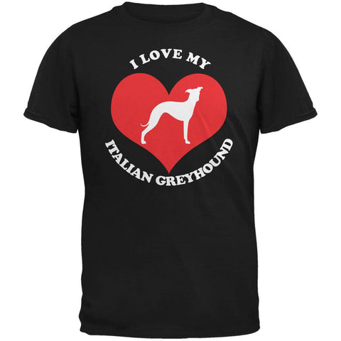 Valentines I Love My Italian Greyhound Black Adult T-Shirt