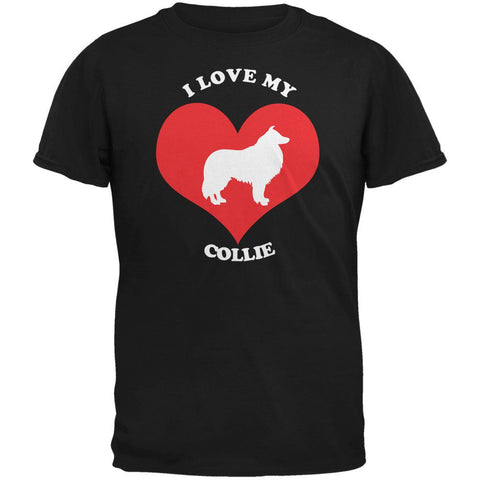 Valentines I Love My Collie Black Adult T-Shirt
