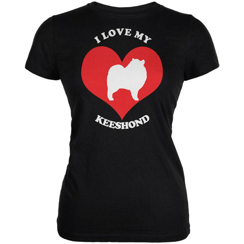 Valentines I Love My Keeshond Black Juniors Soft T-Shirt