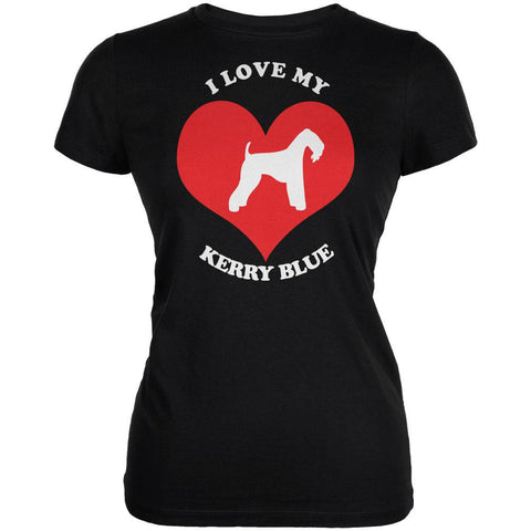 Valentines I Love My Kerry Blue Black Juniors Soft T-Shirt