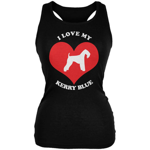 Valentines I Love My Kerry Blue Black Juniors Soft Tank Top