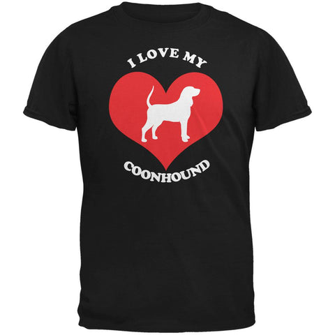 Valentines I Love My Coonhound Black Adult T-Shirt