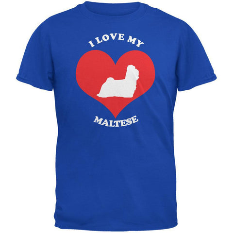 Valentines I Love My Maltese Royal Adult T-Shirt