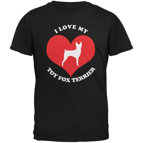 Valentines I Love My Toy Fox Terrier Black Adult T-Shirt