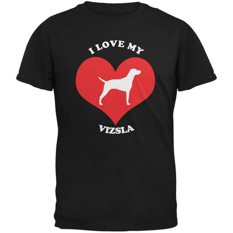 Valentines I Love My Vizsla Black Adult T-Shirt