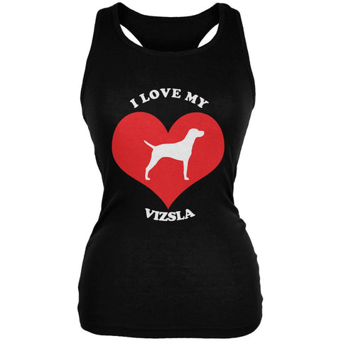 Valentines I Love My Vizsla Black Juniors Soft Tank Top