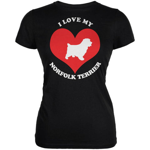 Valentines I Love My Norfolk Terrier Black Juniors Soft T-Shirt