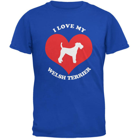 Valentines I Love My Welsh Terrier Royal Adult T-Shirt