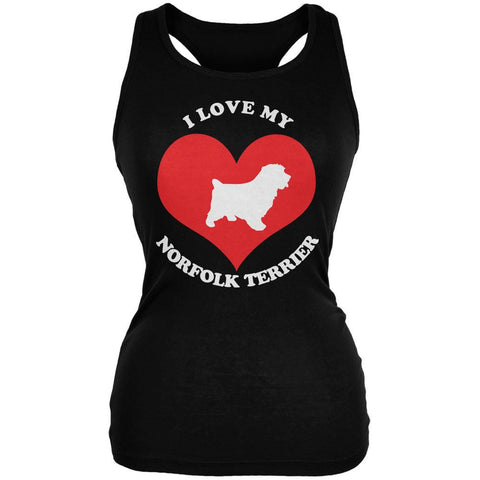 Valentines I Love My Norfolk Terrier Black Juniors Soft Tank Top
