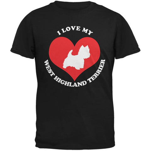 Valentines I Love My West Highland Terrier Black Adult T-Shirt
