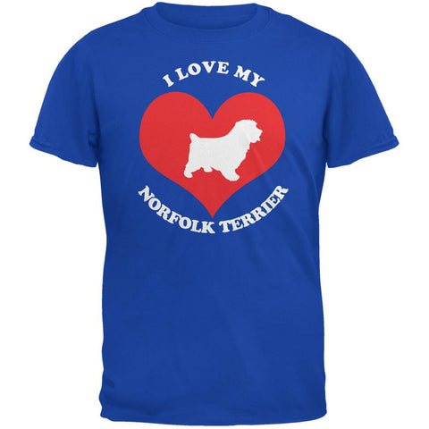 Valentines I Love My Norfolk Terrier Royal Adult T-Shirt