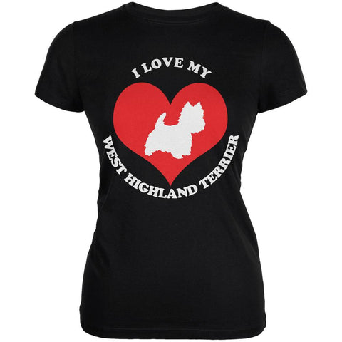 Valentines I Love My West Highland Terrier Black Juniors Soft T-Shirt