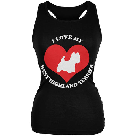 Valentines I Love My West Highland Terrier Black Juniors Soft Tank Top