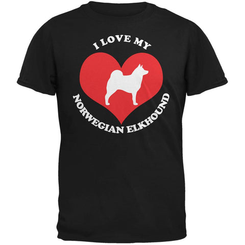 Valentines I Love My Norwegian Elkhound Black Adult T-Shirt