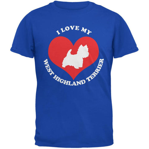 Valentines I Love My West Highland Terrier Royal Adult T-Shirt