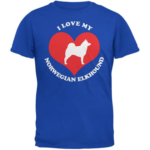 Valentines I Love My Norwegian Elkhound Royal Adult T-Shirt