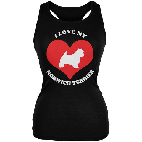Valentines I Love My Norwich Terrier Black Juniors Soft Tank Top