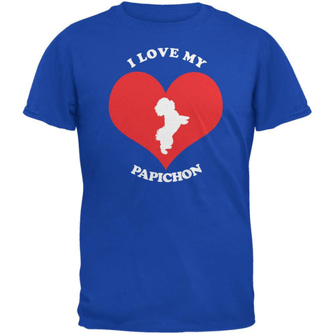 Valentines I Love My Papichon Royal Adult T-Shirt
