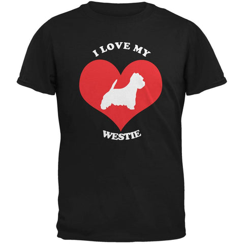 Valentines I Love My Westie Black Adult T-Shirt