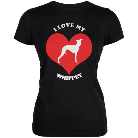 Valentines I Love My Whippet Black Juniors Soft T-Shirt