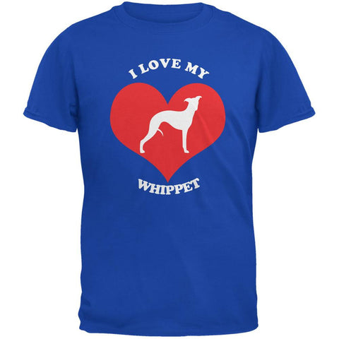 Valentines I Love My Whippet Royal Adult T-Shirt