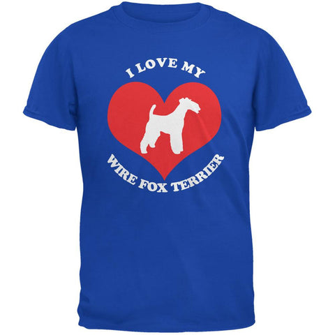 Valentines I Love My Wire Fox Terrier Royal Adult T-Shirt