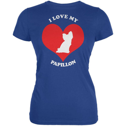 Valentines I Love My Papillon Royal Juniors Soft T-Shirt