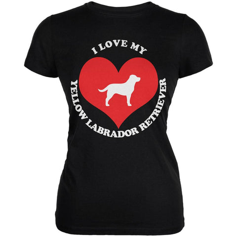 Valentines I Love My Yellow Lab Black Juniors Soft T-Shirt