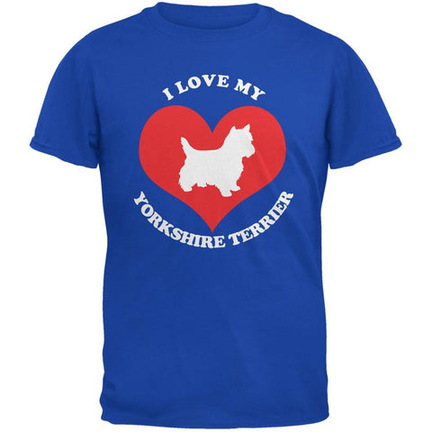 Valentines I Love My Yorkshire Terrier Royal Adult T-Shirt