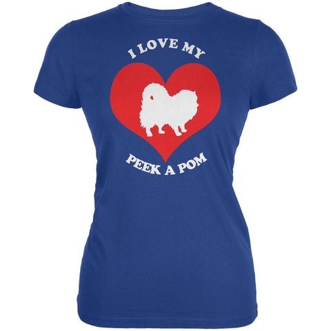 Valentines I Love My Peek A Pom Royal Juniors Soft T-Shirt