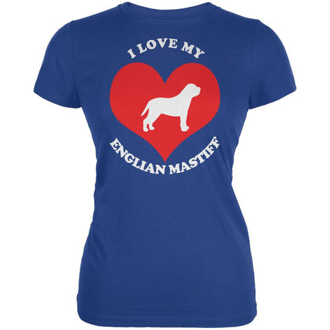 Valentines I Love My Englian Mastiff Royal Juniors Soft T-Shirt