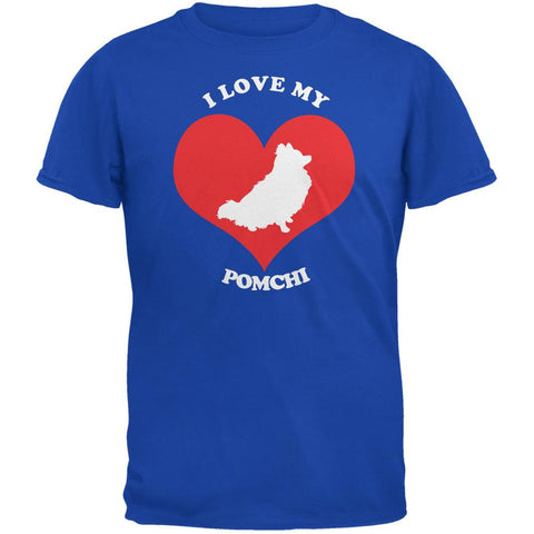 Valentines I Love My Pomchi Royal Adult T-Shirt