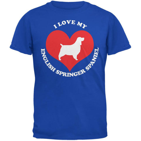 Valentines I Love My English Springer Spaniel Royal Adult T-Shirt