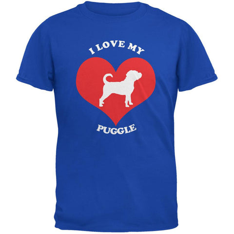 Valentines I Love My Puggle Royal Adult T-Shirt