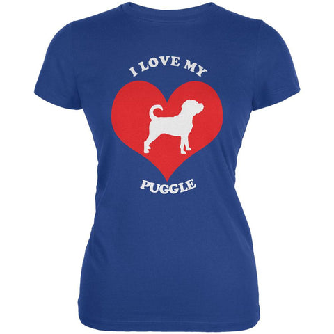 Valentines I Love My Puggle Royal Juniors Soft T-Shirt